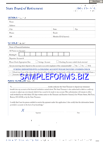 Massachusetts Direct Deposit Form 1 pdf free